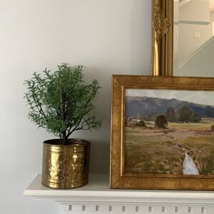 Brass gold planter hammered home decor vintage‎